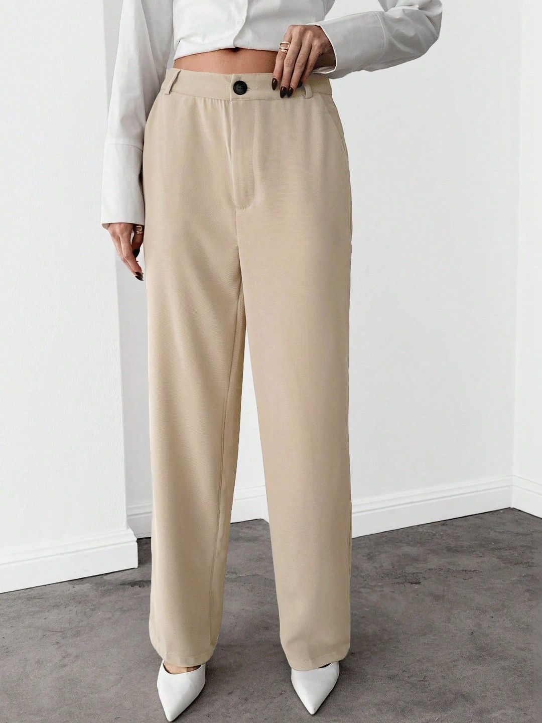 CREZYVEZY Women High-Rise Wrinkle Free Trousers-picture-43