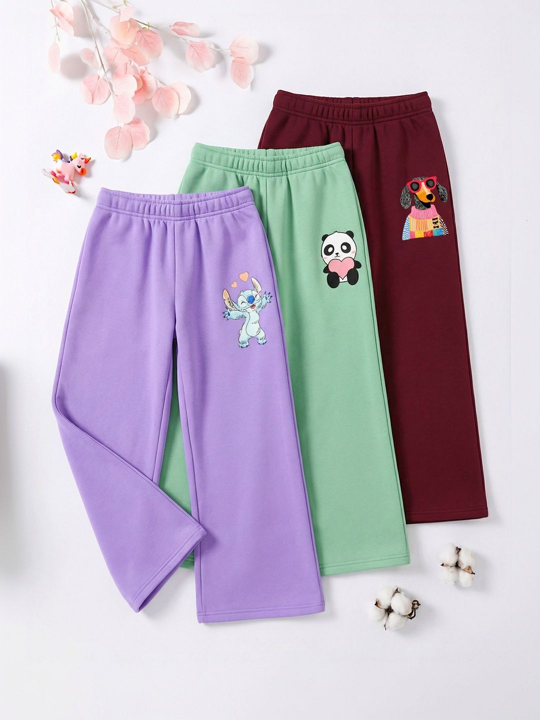 HELLCAT Girls Pack of 3 Regular Fit Cartoon Print Track Pants-picture-21