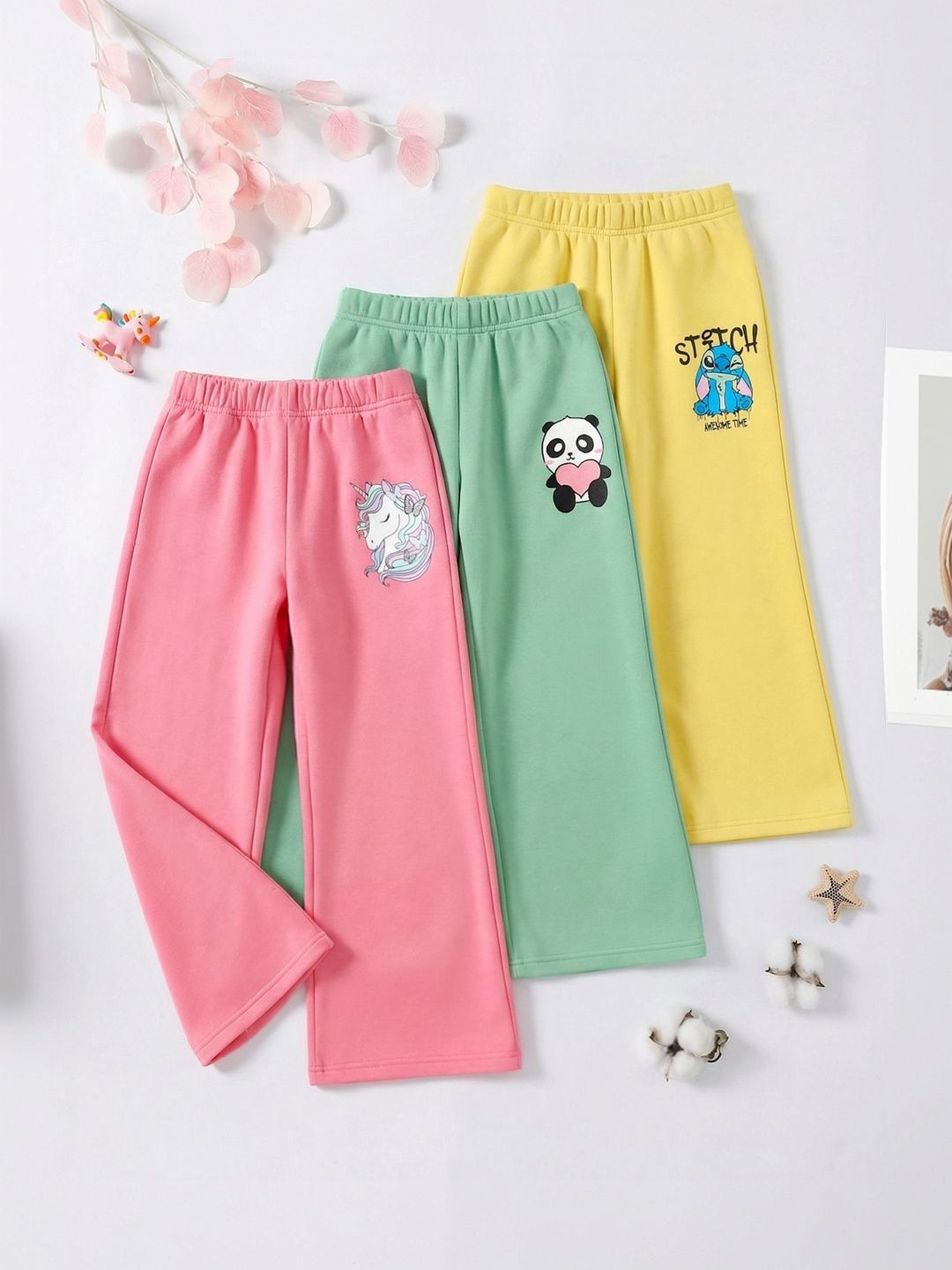 HELLCAT Girls Pack of 3 Regular Fit Cartoon Print Track Pants-image-21