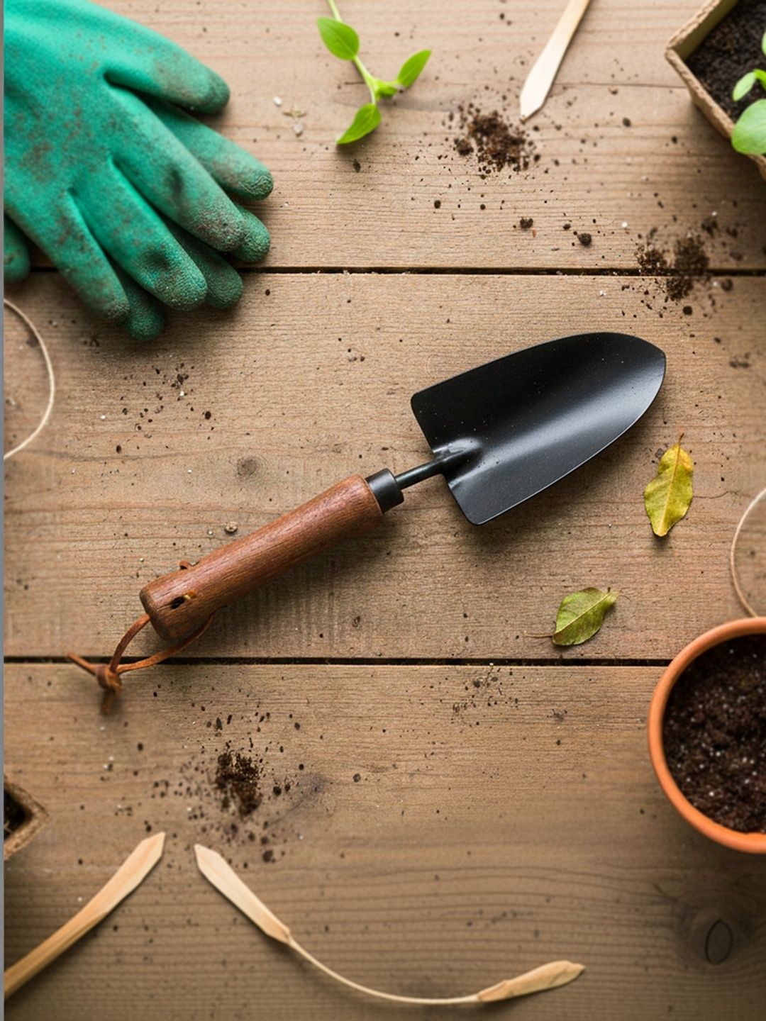 Smart Garden Black & Brown Metal Garden Hand Trowel With Durable Blade-picture-10