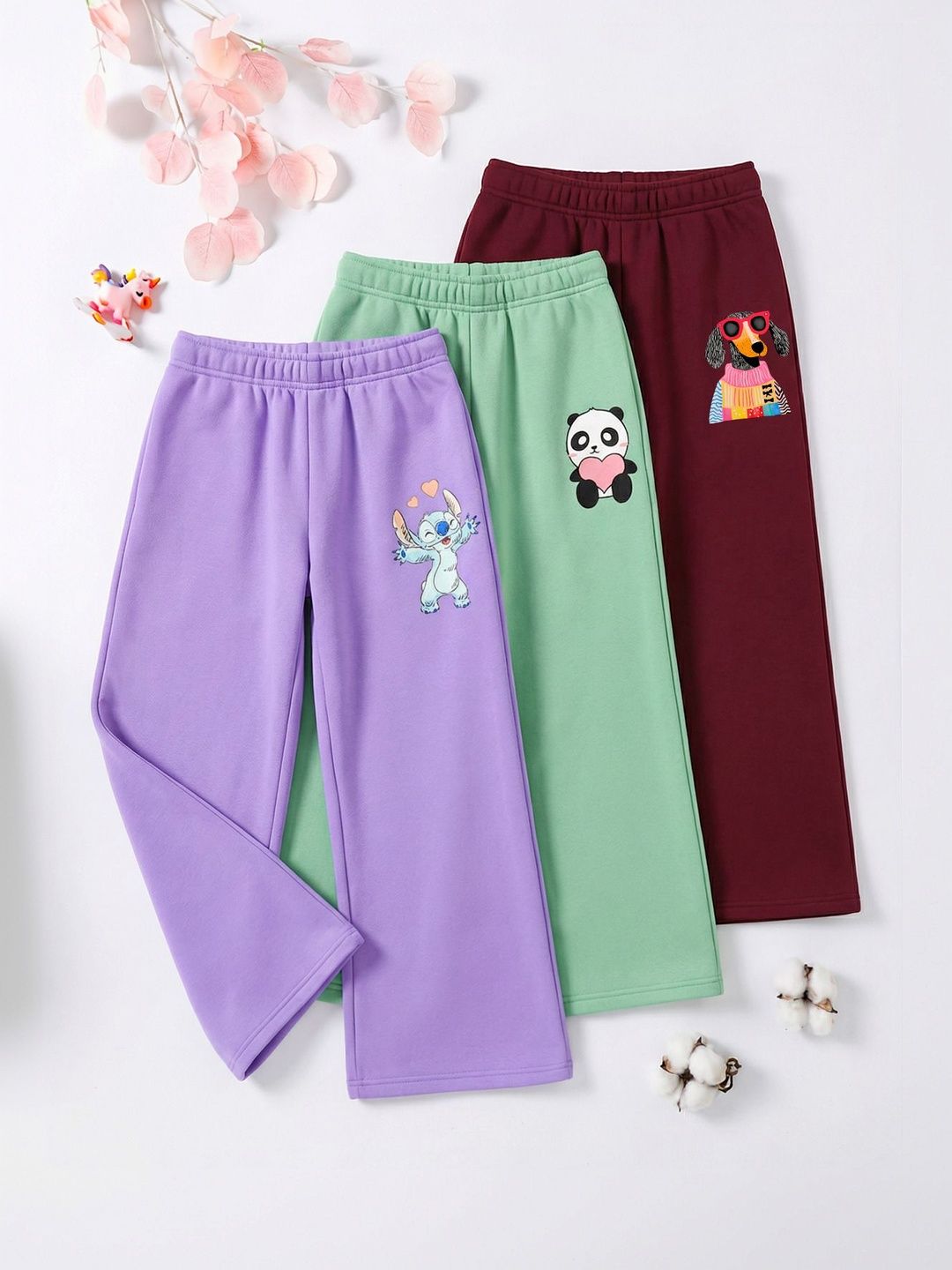 HELLCAT Girls Pack of 3 Regular Fit Graphic Print Track Pants-picture-18