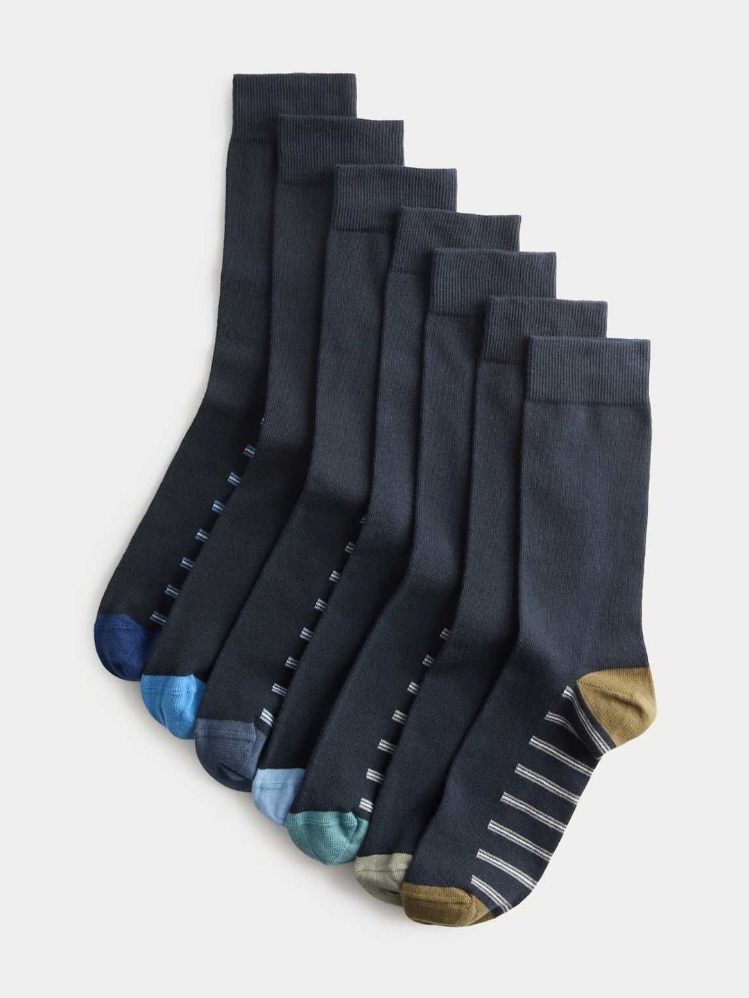Marks & Spencer 7 Pack Cool & Fresh Striped Cotton Rich Socks-image-49
