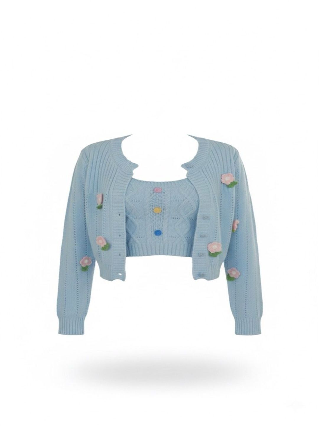 11 11 Label Women Cable Knit Crop Cardigan with Applique Detail-picture-10