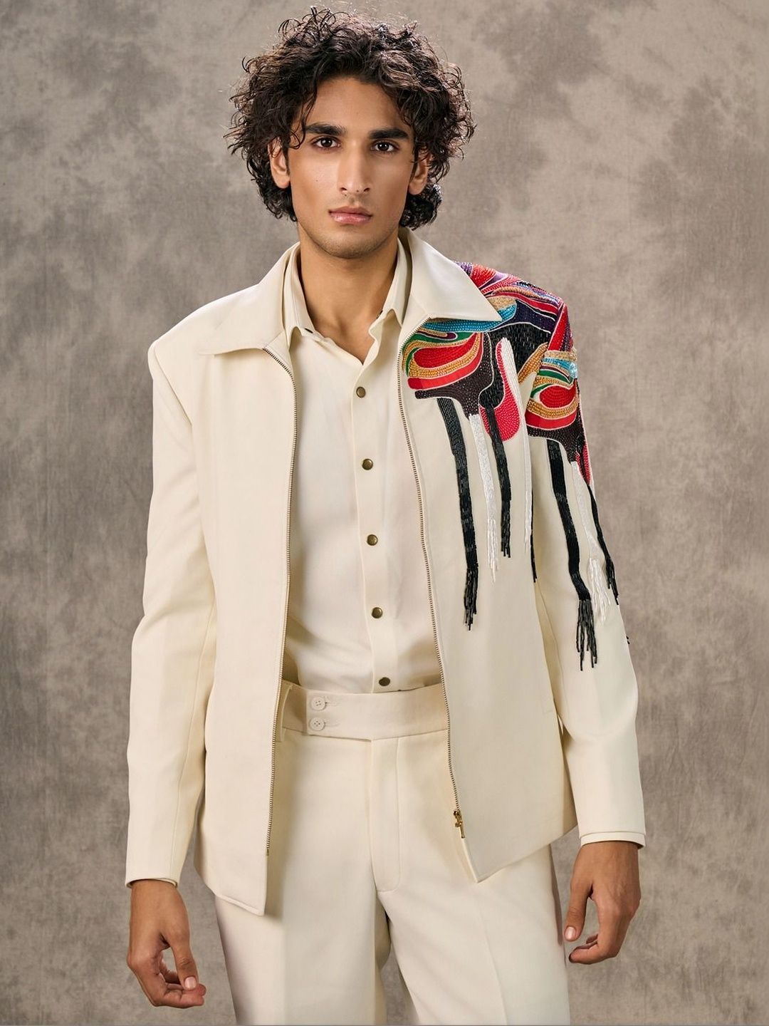 Twamev Self Design Double-Breasted Tailored Fit Three-Piece Suit-picture-45