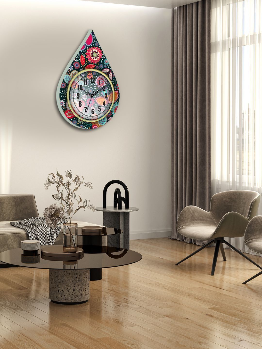 OLIVE TREE Multicoloured & Black Printed Quirky Wall Clock-image-19
