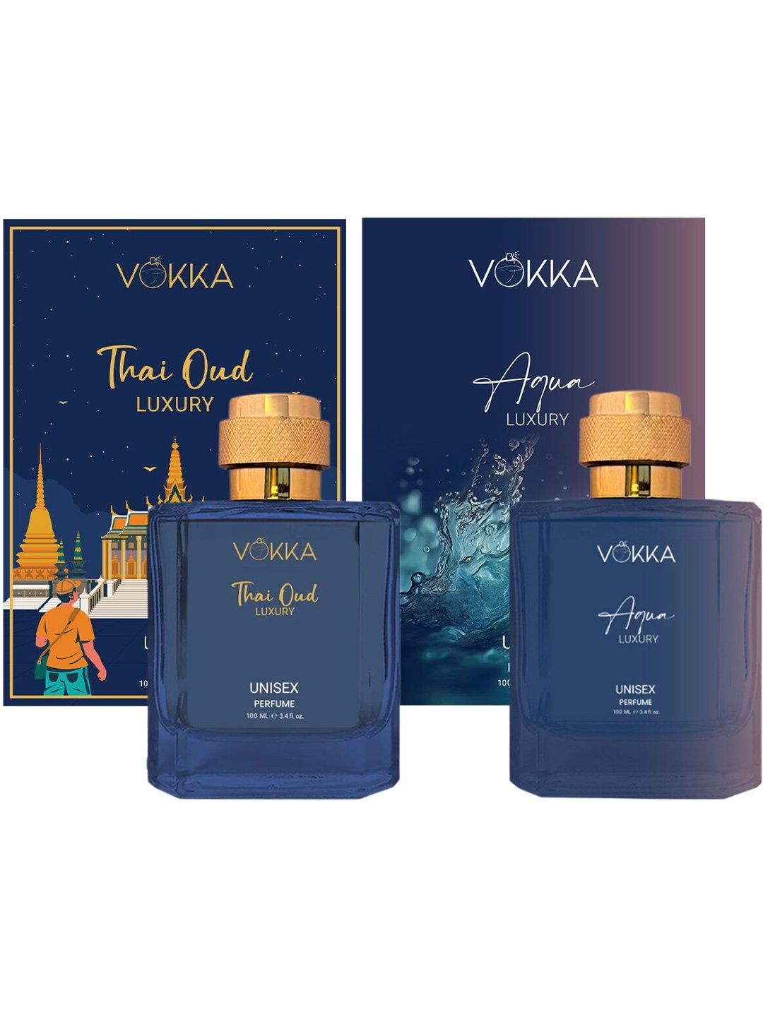VOKKA Unisex Set Of 2 Thai Oud & Aqua Luxury Long-Lasting Perfumes - 100 ml Each-picture-34