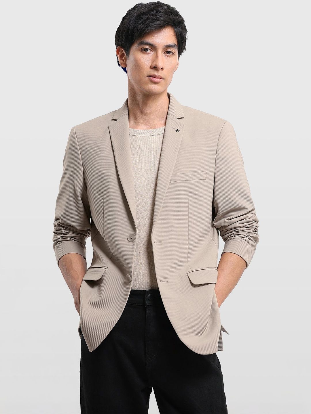 Arrow New York Notched Lapel Long Sleeves Single-Breasted Blazers-picture-40