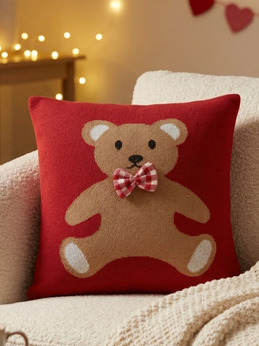 haus & kinder Red & Beige Embroidered Square Cushion Covers-picture-56