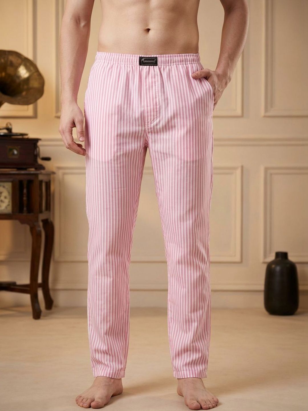 TIGER SNAKE Striped Cotton Mid-Rise Straight-Leg Lounge Pant-picture-21