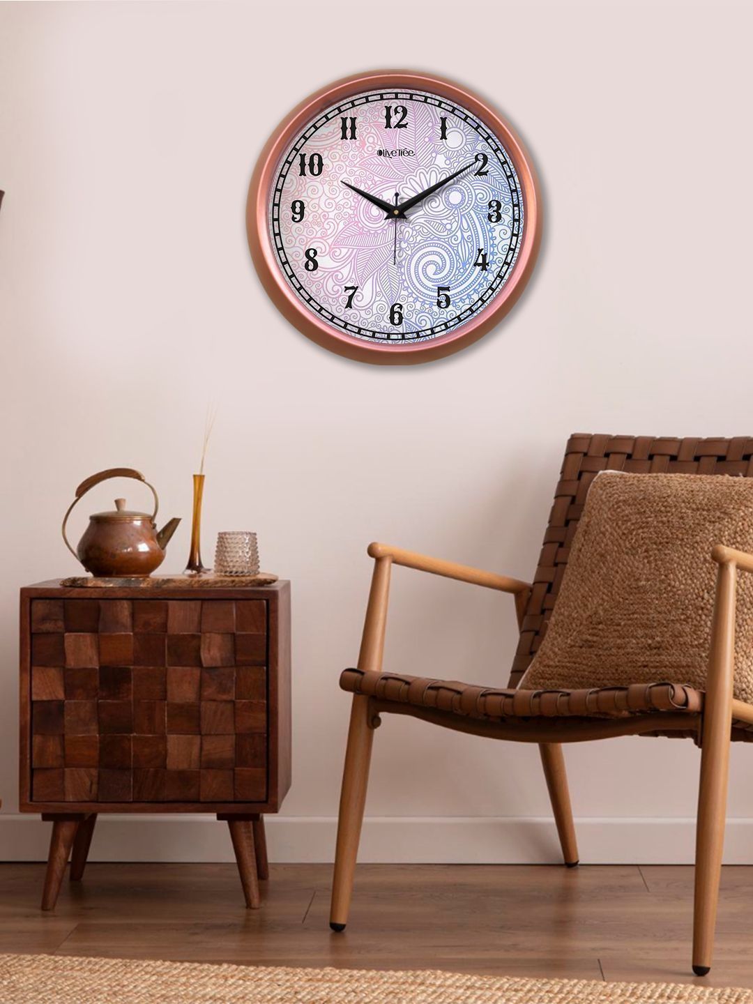 OLIVE TREE Copper-Toned & White Printed Contemporary Wall Clock-image-24