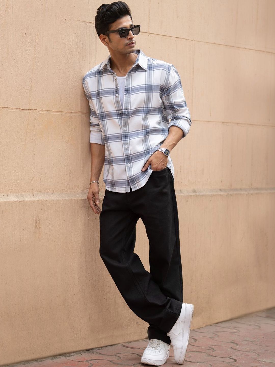 Powerlook Grey Lightweight Checks Shirt-image-42