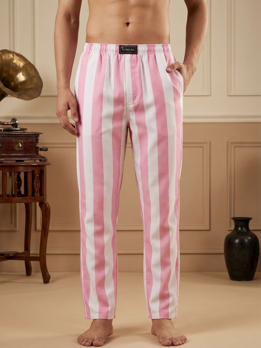TIGER SNAKE Striped Cotton Mid-Rise Straight-Leg Lounge Pant-picture-23