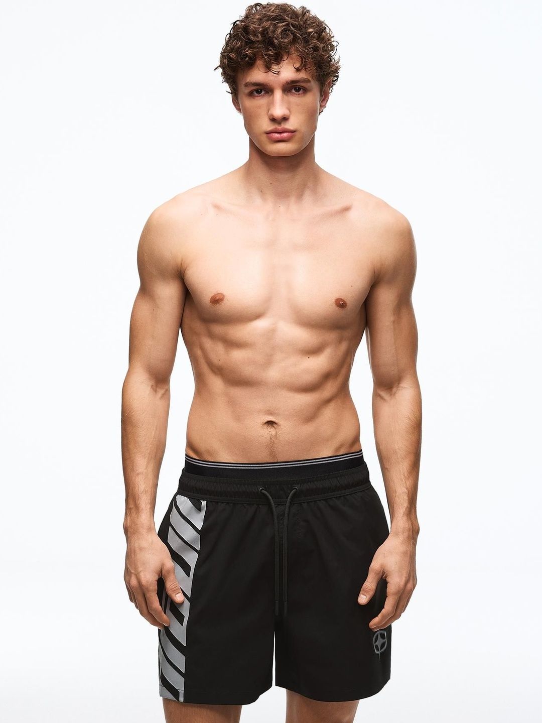 Bershka Printed boxy double waistband swimming trunks-picture-53