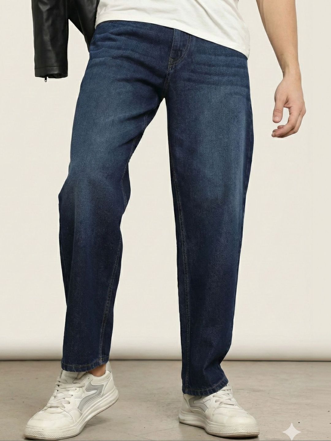 BREXX Men Comfort Straight Fit Mid-Rise Stretchable Jeans