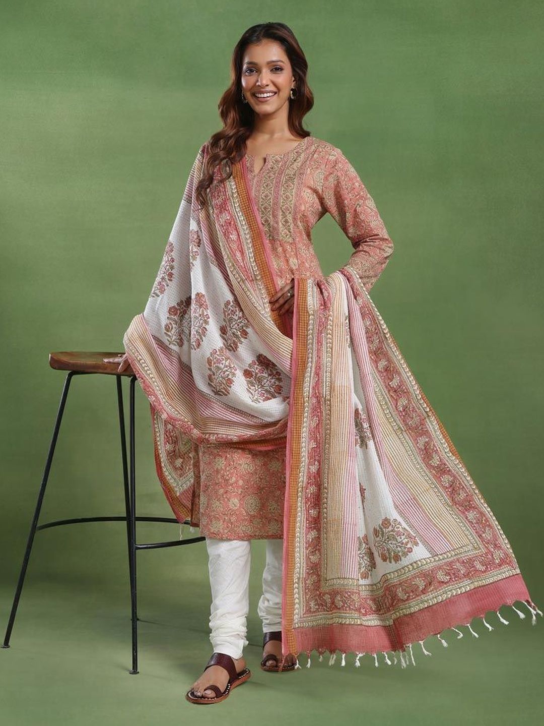 Fabindia Ethnic Motifs Printed Block Print Dupatta-picture-24