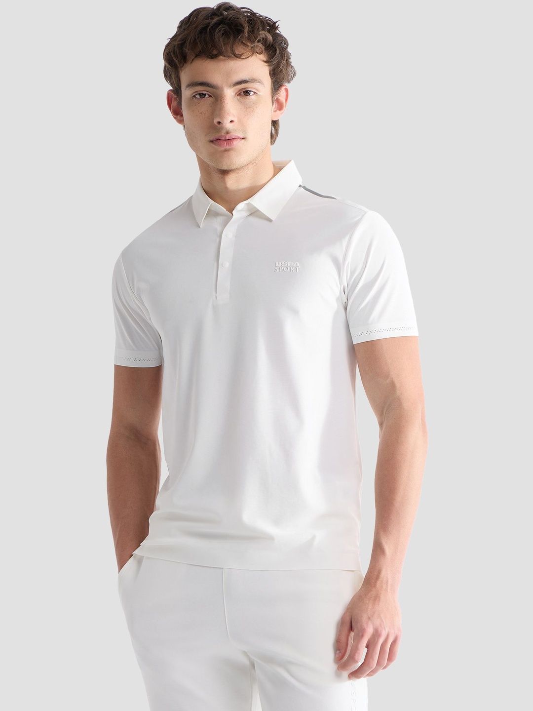 USPA Sport Men Brand Logo Polo Collar Pockets Slim Fit T-shirt-image-48