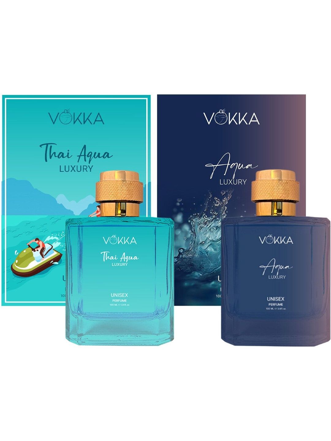 VOKKA Unisex Set Of 2 Thai Aqua & Aqua Luxury Long-Lasting Perfumes - 100 ml Each