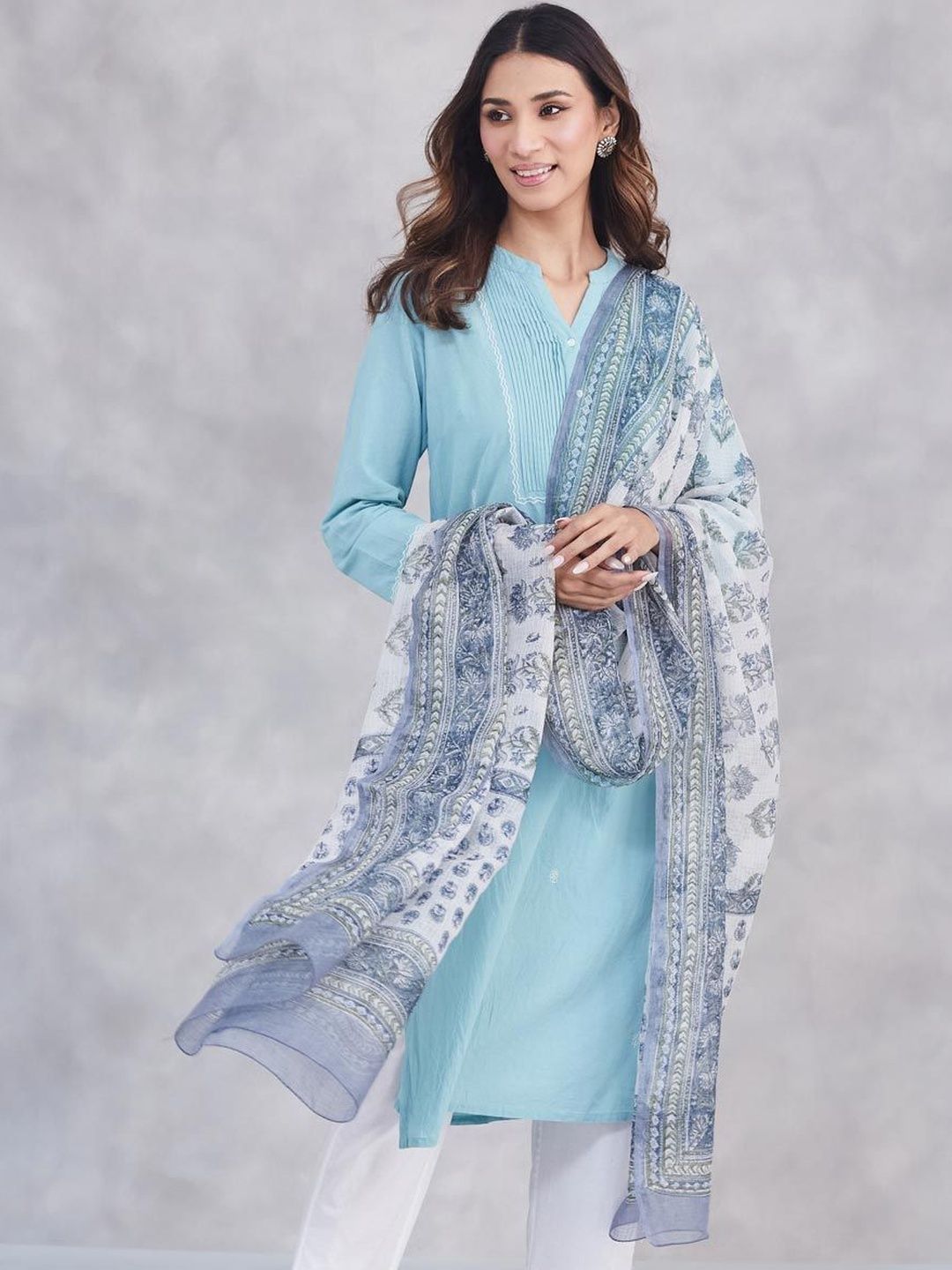 Fabindia Printed Cotton Silk Dupatta-image-44