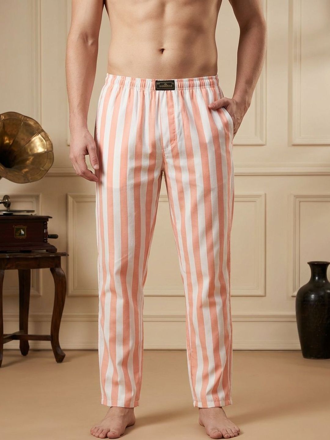 TIGER SNAKE Striped Cotton Mid-Rise Straight-Leg Lounge Pant-image-20