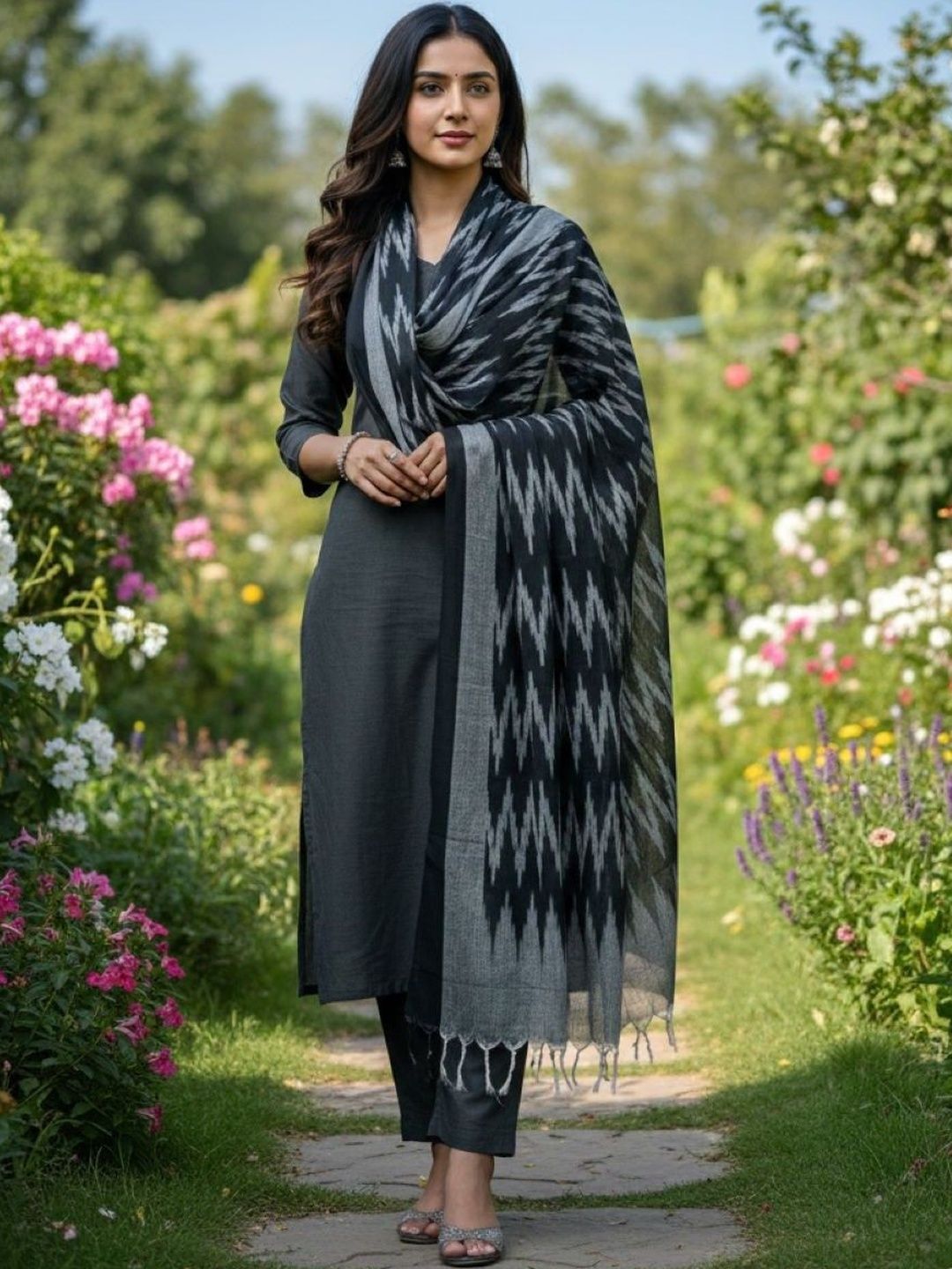 SALWAR STUDIO Woven Design Ikat Dupatta-picture-17