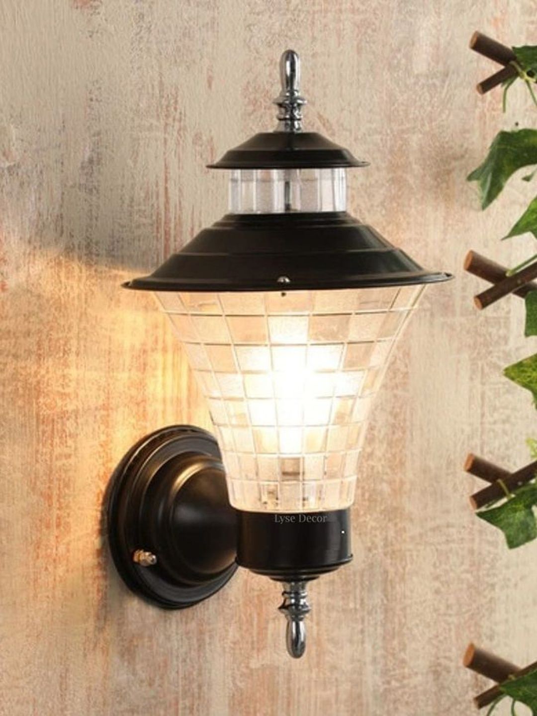 Lyse Decor Transparent & Black Textured Metal Frustum Waterproof Outdoor Lamps-image-24