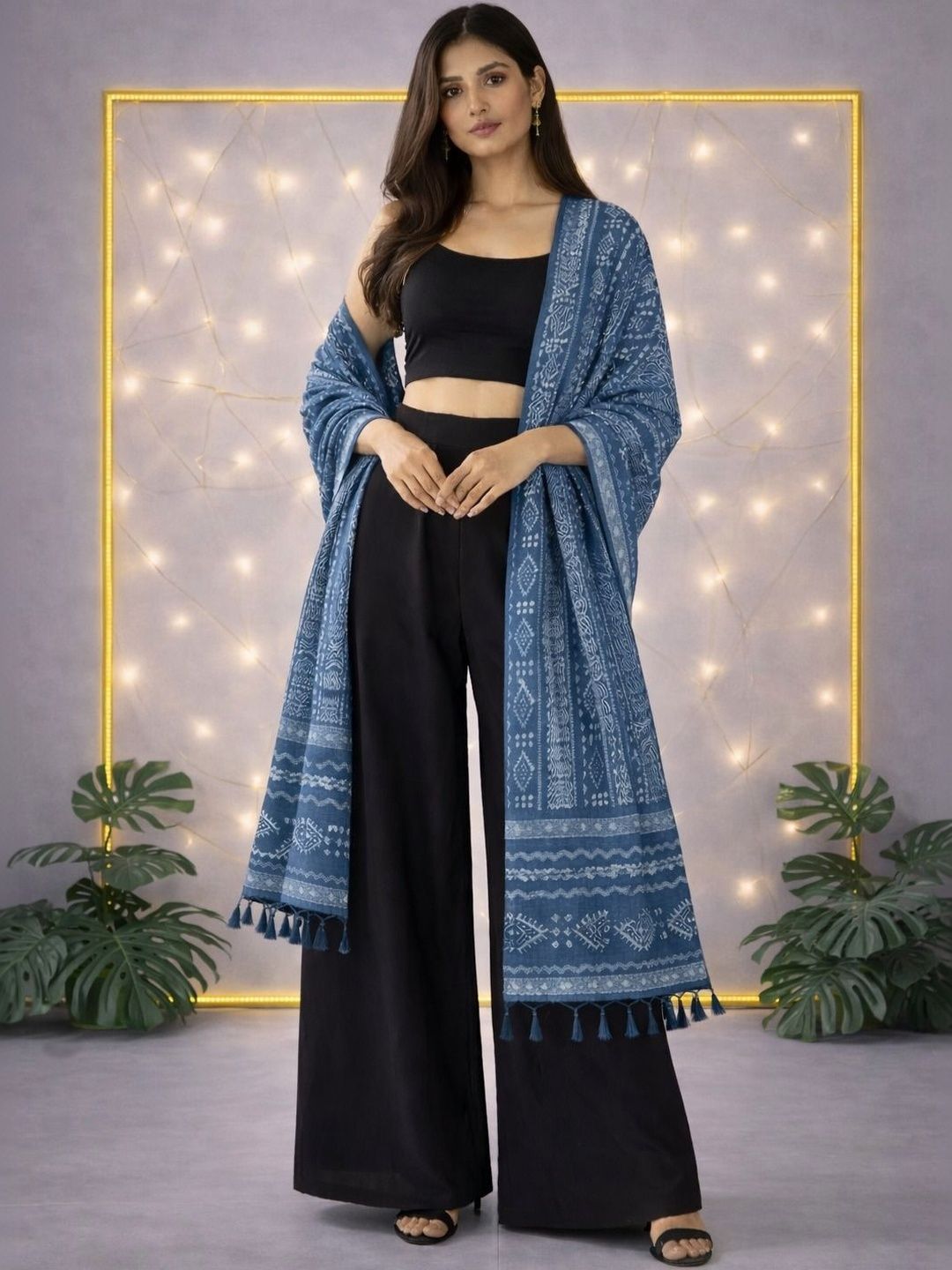 HERE&NOW Ethnic Motifs Printed Block Print Dupatta-picture-18