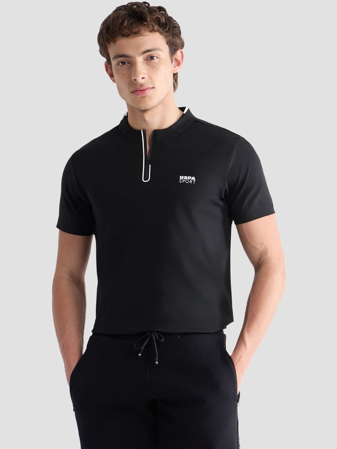 USPA Sport Men Brand Logo Printed Polo Collar Pockets Slim Fit T-shirt-picture-16