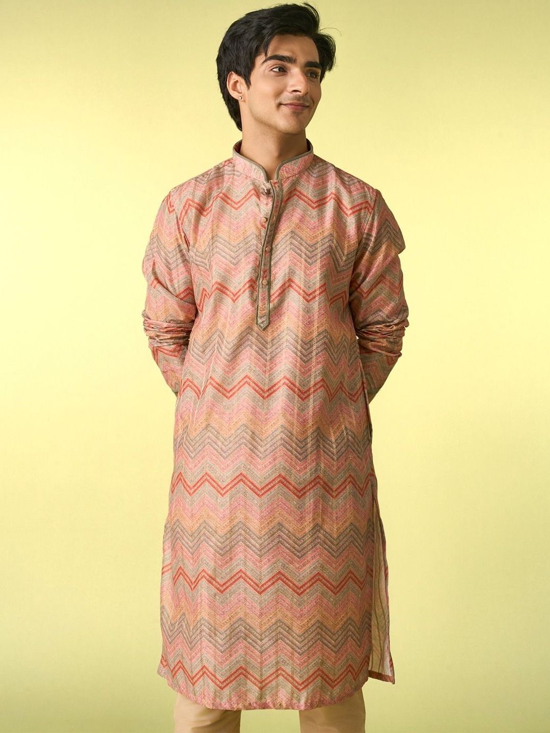 Diwas by Manyavar Men Geometric Printed Kurta-picture-28