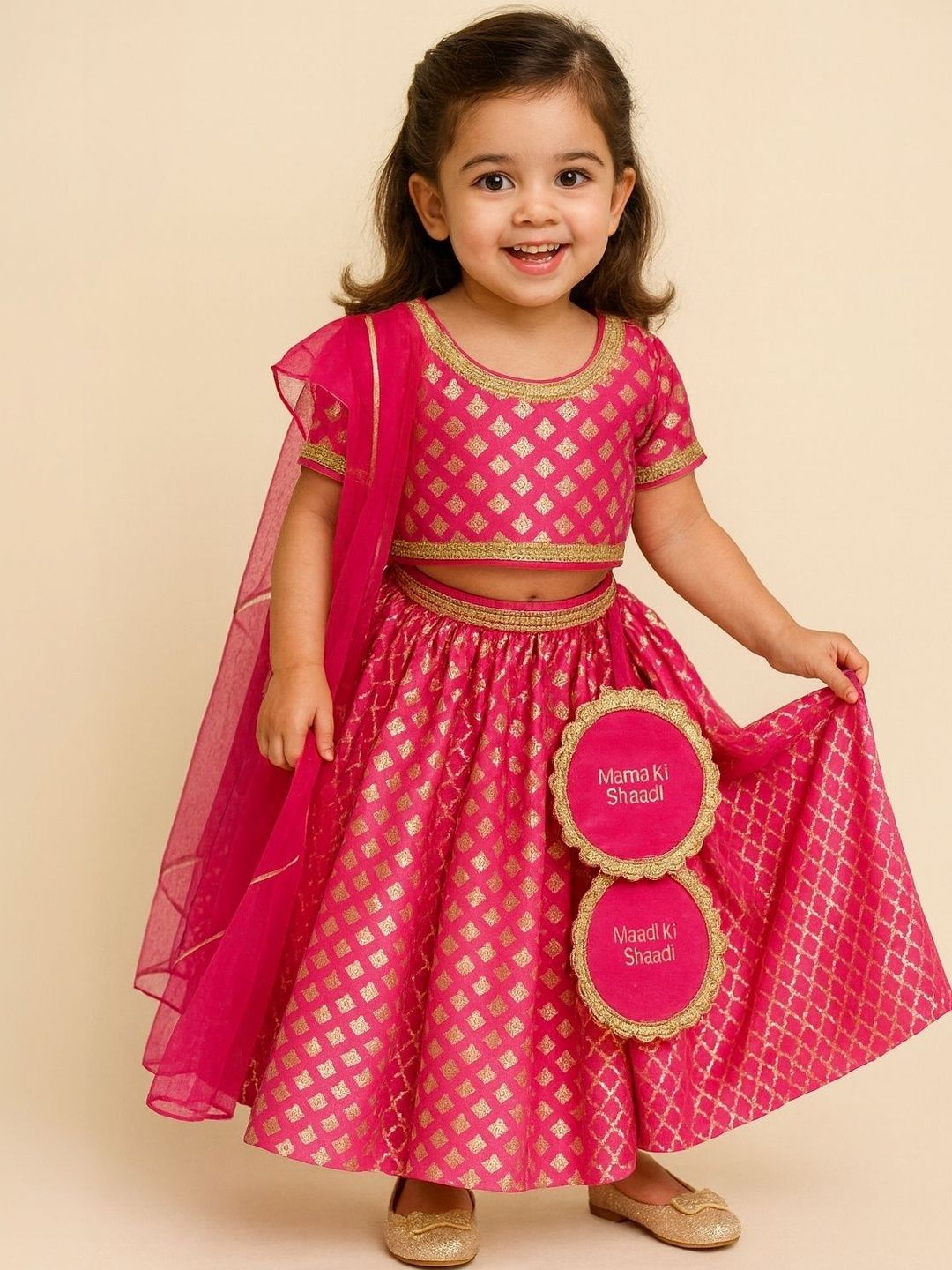 The Little Tales Girls Printed Foil Print Ready to Wear Lehenga & Blouse With Dupatta-picture-45