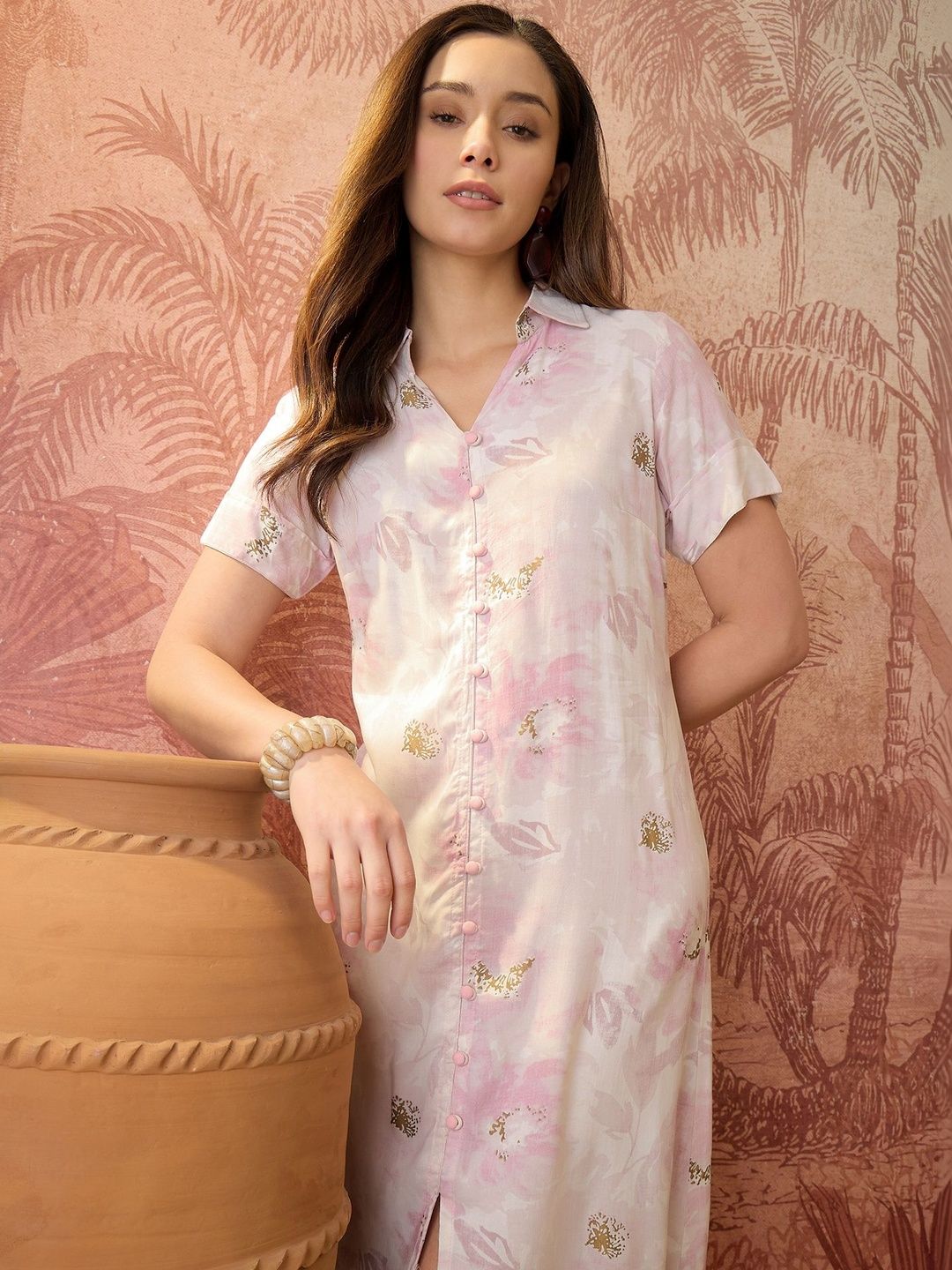 Sangria Floral Printed A-Line Dress-picture-36
