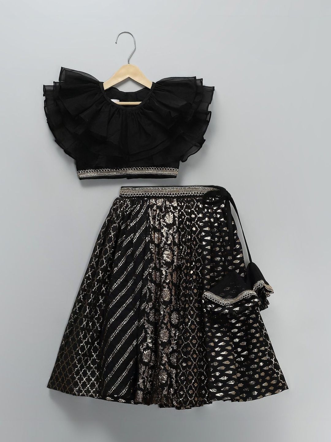 The Little Tales Girls Embellished Foil Print Ready to Wear Lehenga & Blouse With Dupatta-picture-41