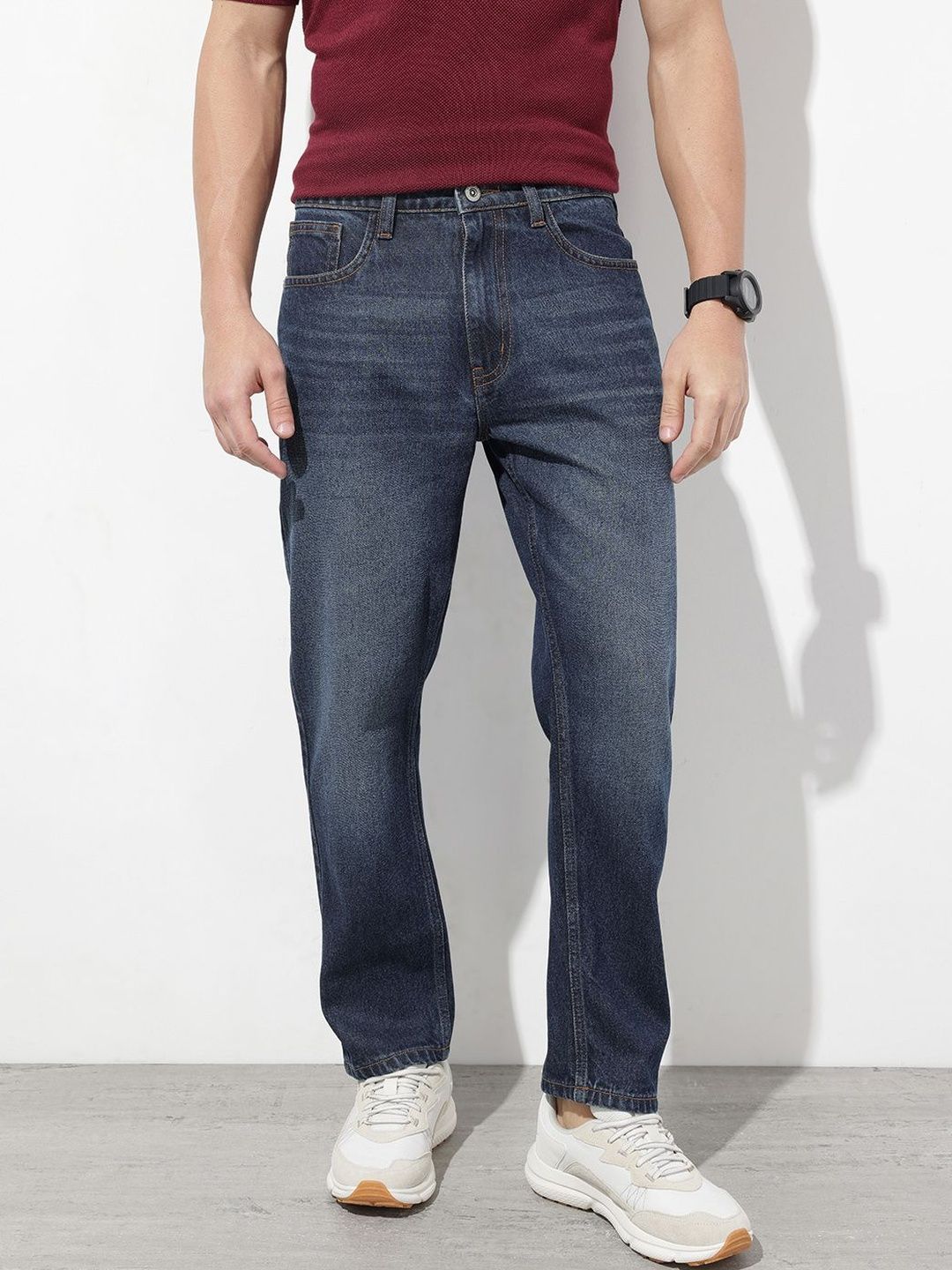 MEGHZ Men Comfort Relaxed Fit Mid-Rise Light Fade Jeans-picture-37