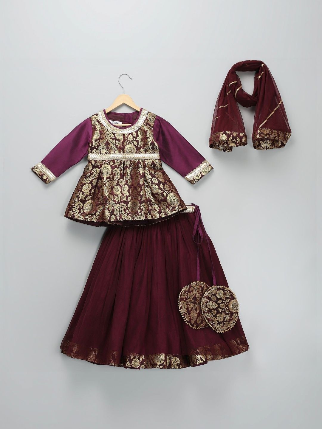 The Little Tales Girls Embroidered Ready to Wear Lehenga & Blouse With Dupatta-picture-36