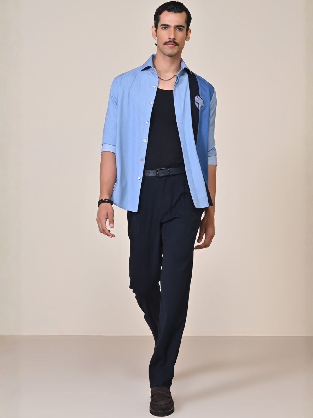S&N by Shantnu Nikhil Men Slim Fit Colourblocked Casual Shirt-picture-27