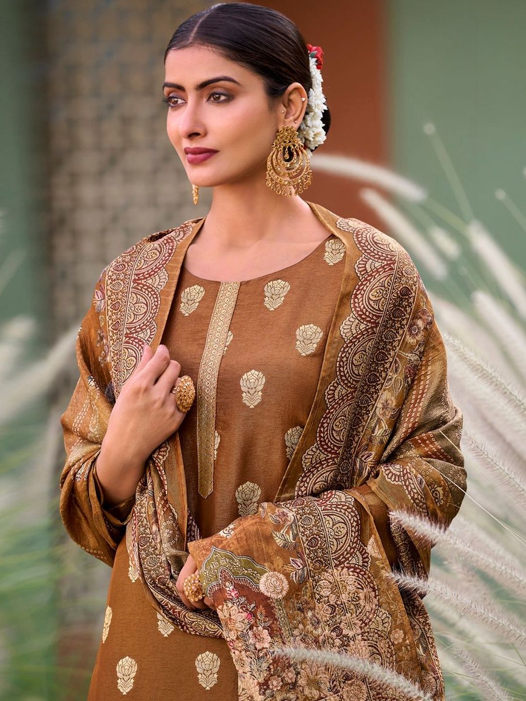 Stylee LIFESTYLE Embroidered Pure Silk Unstitched Dress Material-image-11