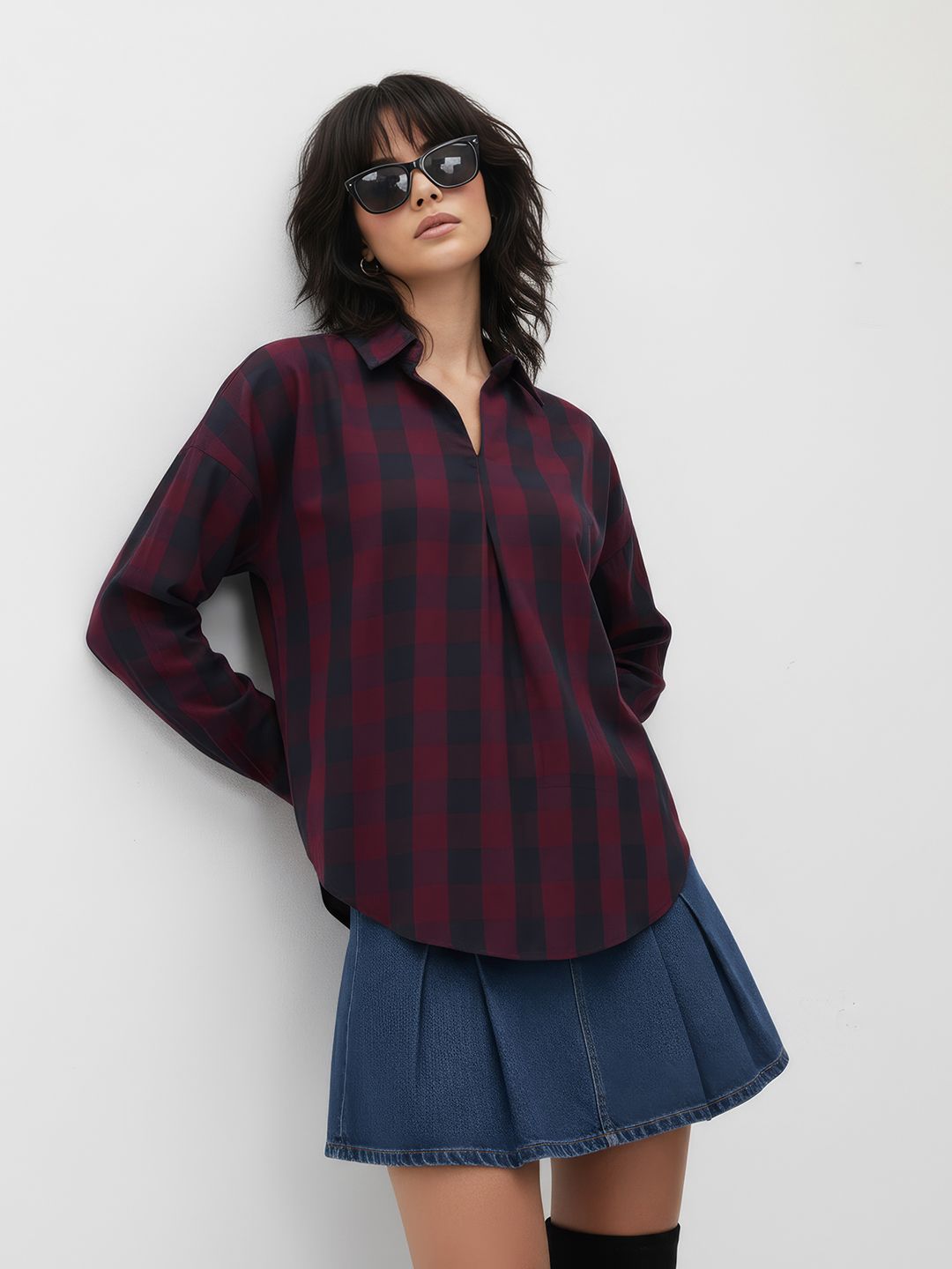 The Roadster Life Co. Pure Cotton Checked Shirt Style Top-picture-52