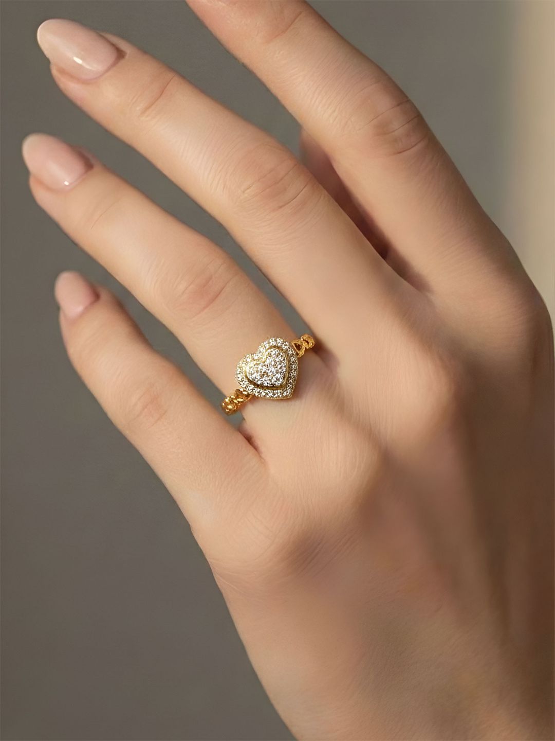 ARTKLIM Gold-Plated Cubic Zirconia Studded Finger Ring-picture-10