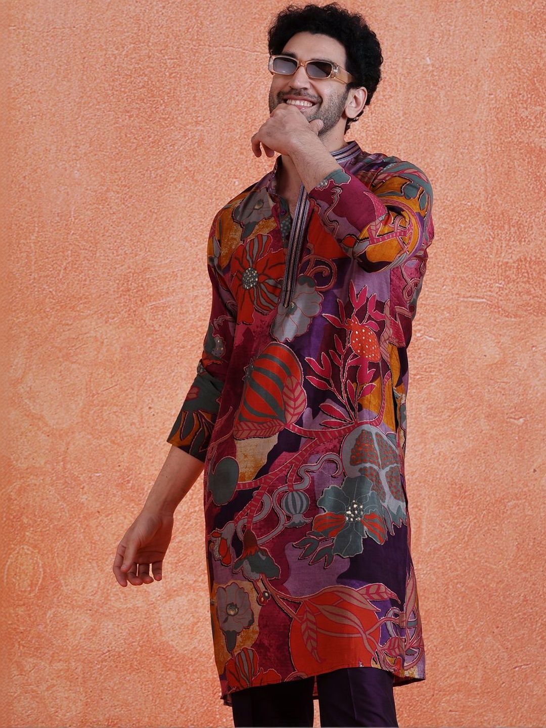 KISAH Men Printed Silk Blend Kurta-picture-14