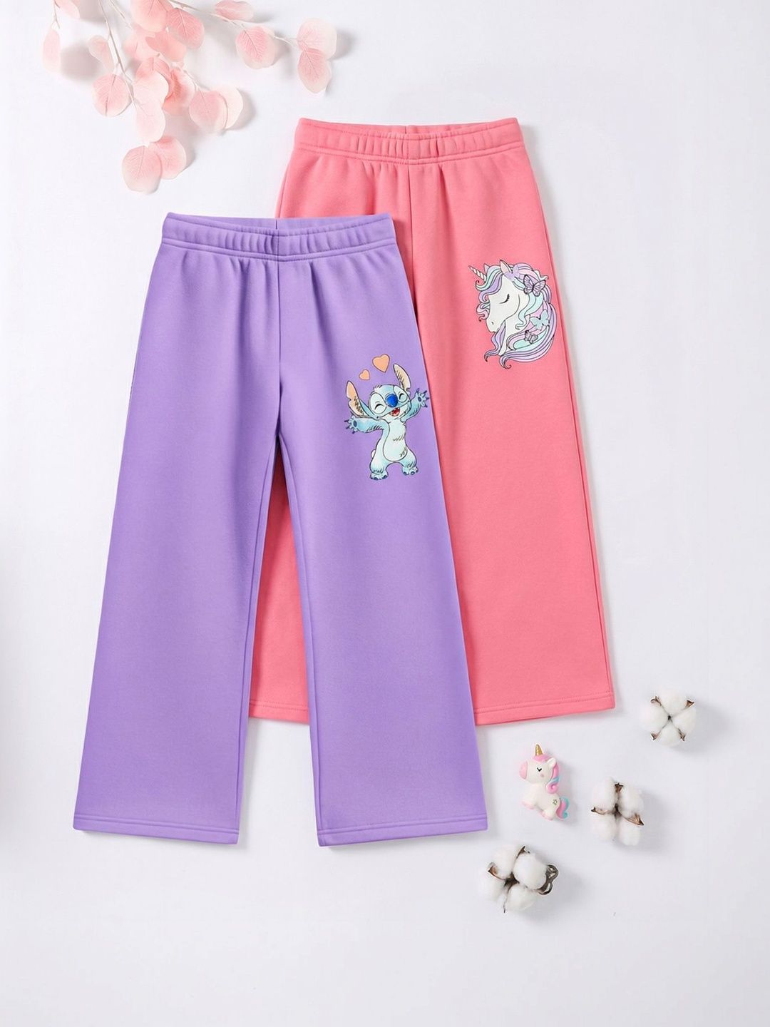 HELLCAT Girls Pack of 2 Regular Fit Cartoon Print Track Pants-image-16