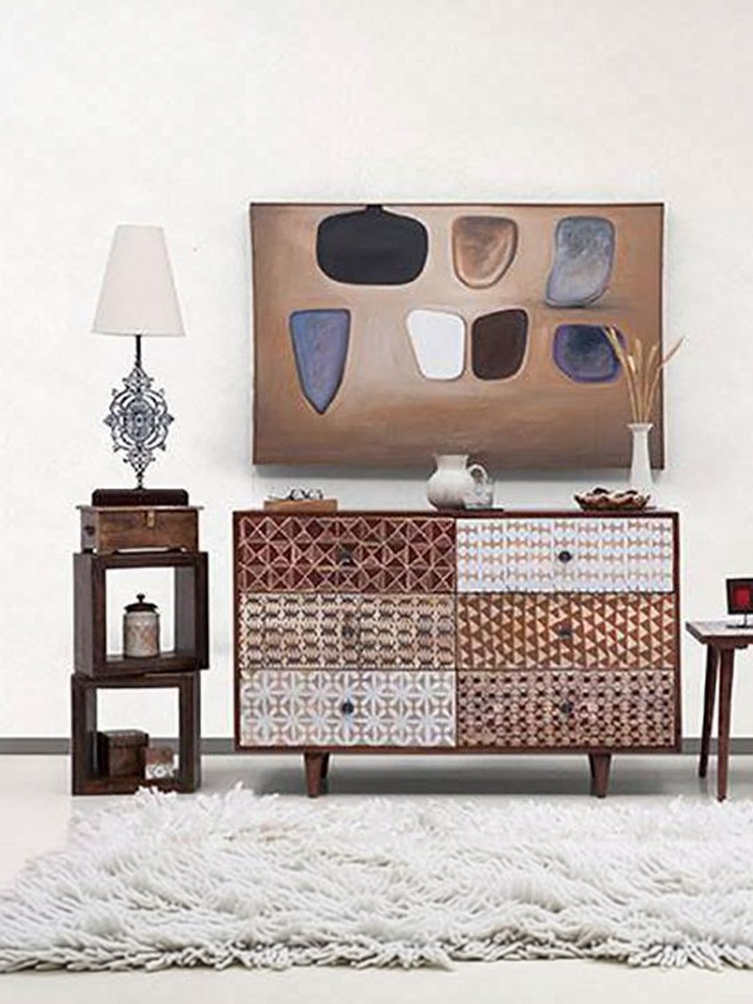 THE ATTIC Brown Wood Free Standing Drawers