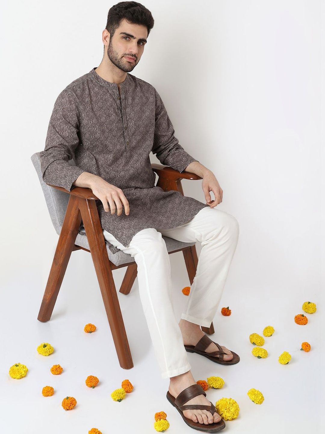 Ethnicity Men Abstract Straight Long Kurta-picture-17