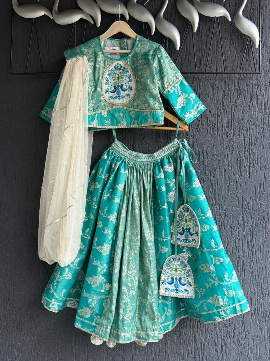 The Little Tales Girls Embroidered Semi-Stitched Lehenga & Blouse With Dupatta-picture-25