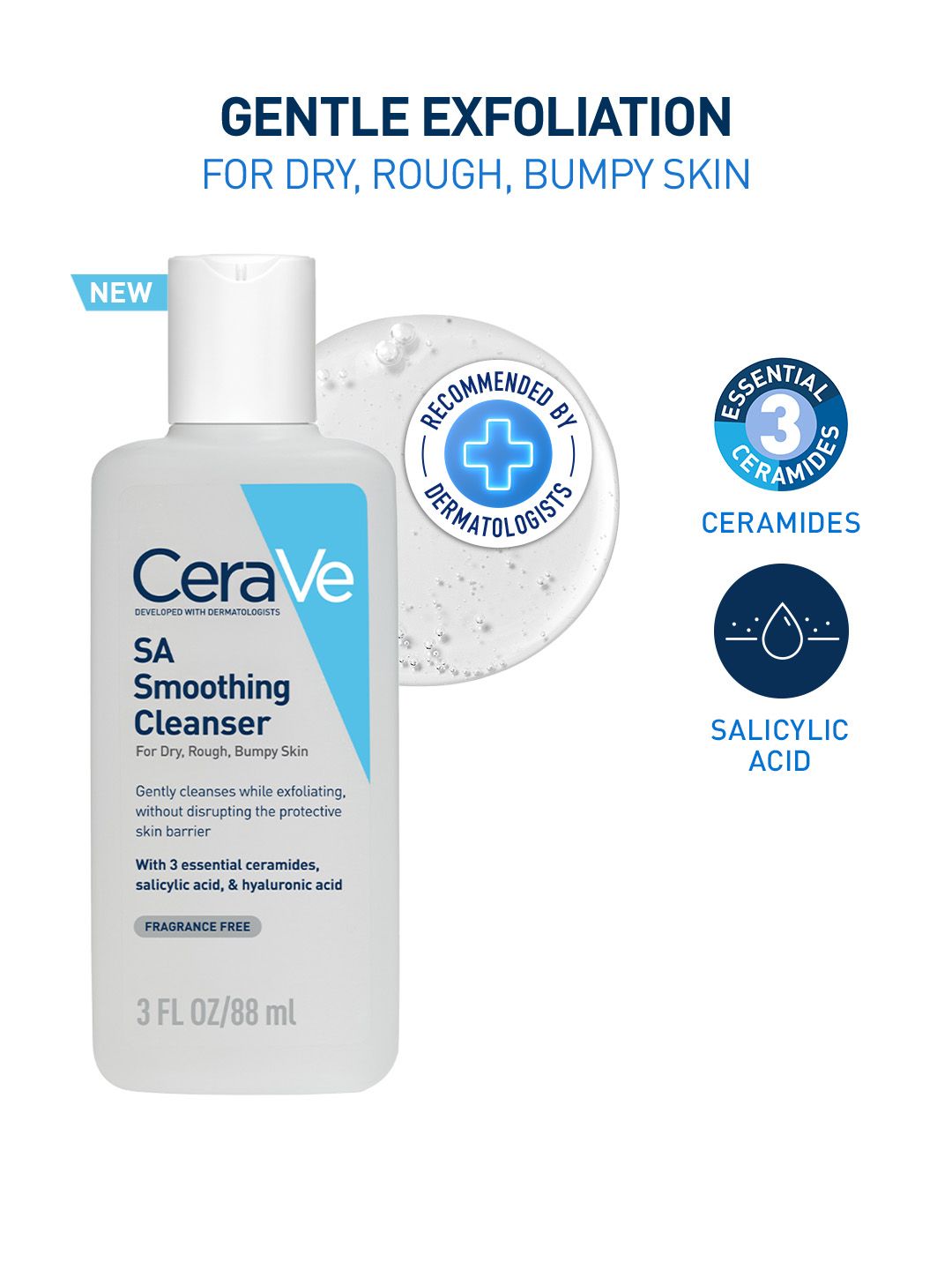 CeraVe SA Smoothing Cleanser Face Wash with Salicylic Acid for Dry & Bumpy Skin - 88 ml-image-29