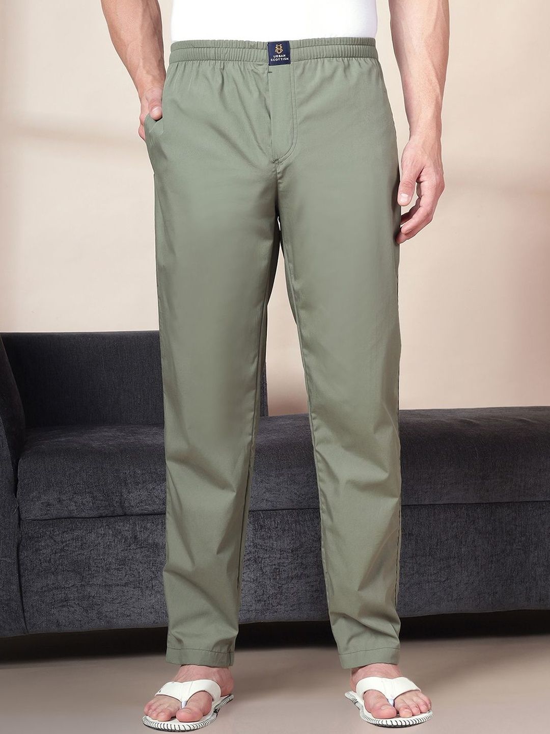 URBAN SCOTTISH Cotton Mid-Rise Straight Lounge Pants-picture-49