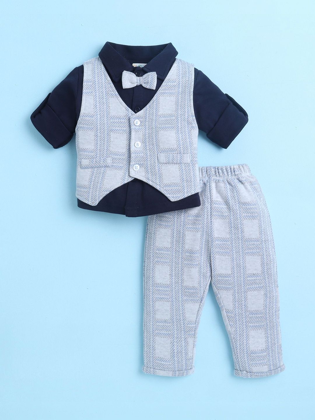 BUMZEE Boys Full Sleeves Shirt Waistcoat & Pant Set-picture-23