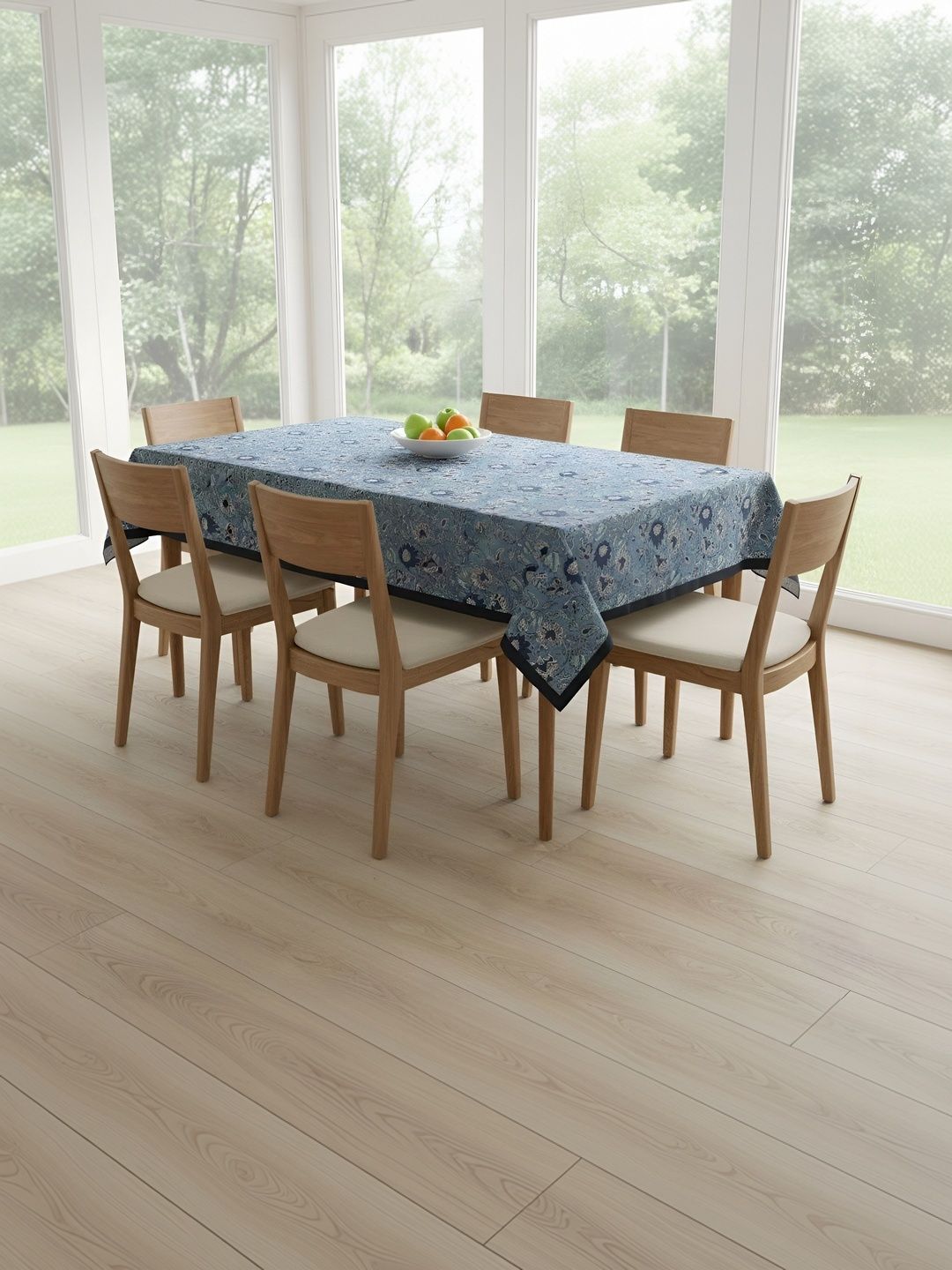 INDHOME LIFE Blue Floral Cotton 6-Seater Table Cover-picture-15