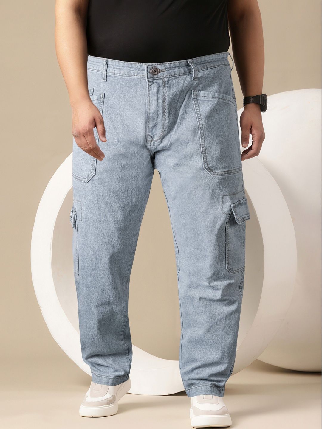 RIG BONE Men Loose Relaxed Fit Mid-Rise Light Fade Stretchable Jeans