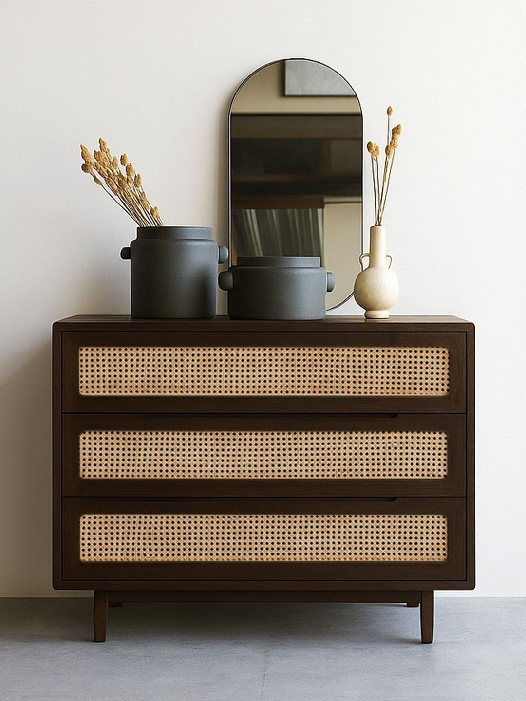 THE ATTIC Black Wood Free Standing 3 Drawers