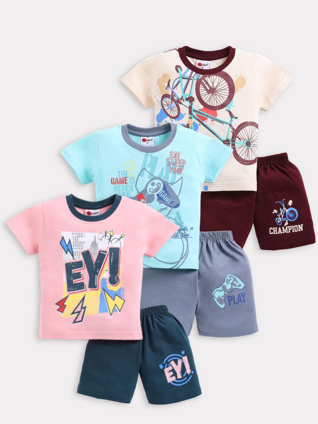 Mars Infiniti Boys Pack Of 3 Printed Pure Cotton T-Shirts With Shorts-picture-25