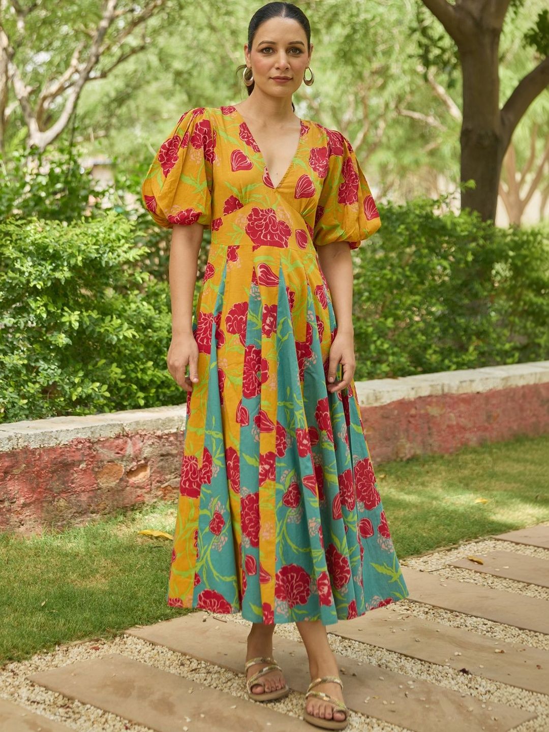 anayna Printed A-Line Midi Dress-image-13